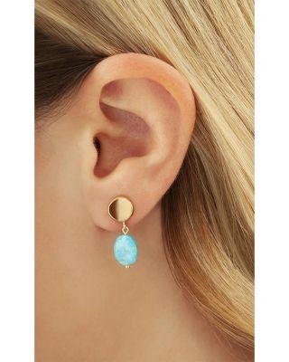 Bloomingdale's Fine Collection Turquoise Bead Drop Earrings in 14K Yellow Gold