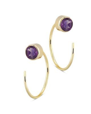 Bloomingdale's Fine Collection Amethyst Stud and Front Back Hoop Earrings in 14K Yellow Gold