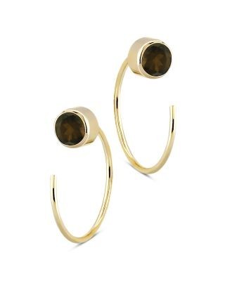 Bloomingdale's Fine Collection Smoky Stud Quartz and Front Back Hoop Earrings in 14K Yellow Gold
