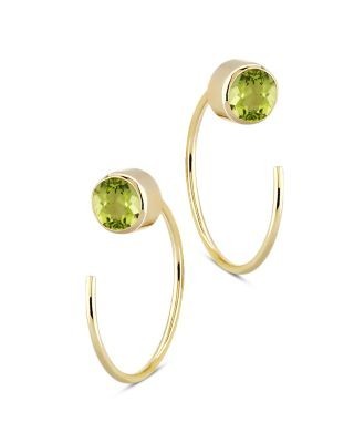 Bloomingdale's Fine Collection Peridot Stud and Front Back Hoop Earrings in 14K Yellow Gold