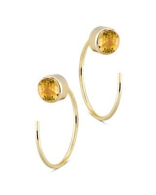 Bloomingdale's Fine Collection Citrine Stud Front Back Hoop Earrings in 14K Yellow Gold
