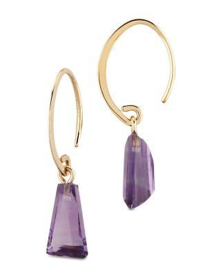 Bloomingdale's Fine Collection Amethyst Drop Threader Hoop Earrings in 14K Yellow Gold