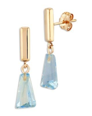 Bloomingdale's Fine Collection Blue Topaz Drop Earrings in 14K Yellow Gold