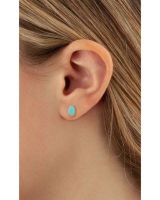 Bloomingdale's Fine Collection Turquoise Cabochon Oval Stud Earrings in 14K Yellow Gold