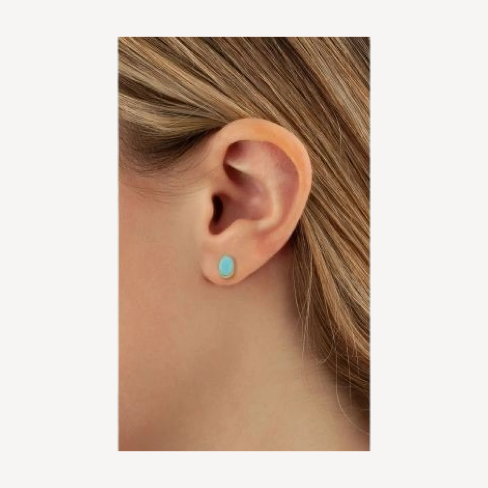 Bloomingdale's Fine Collection Turquoise Cabochon Oval Stud Earrings in 14K Yellow Gold