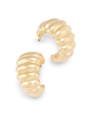 Bloomingdale's Fine Collection Shrimp Ridge Small Huggie Hoop Earrings in 14K Yellow Gold