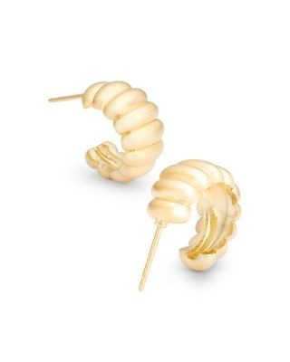Bloomingdale's Fine Collection Shrimp Ridge Small Huggie Hoop Earrings in 14K Yellow Gold