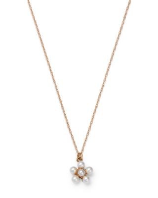 Bloomingdale's Fine Collection Cultured Freshwater Pearl Flower Pendant Necklace in 14K Yellow Gold, 18