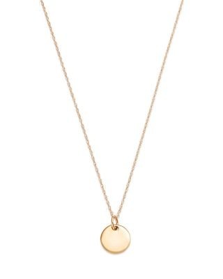 Bloomingdale's Fine Collection Mini Round Tag Pendant Necklace in 14K Yellow Gold, 18