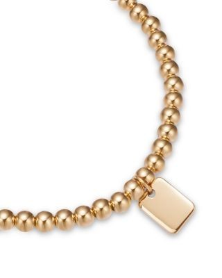 Bloomingdale's Fine Collection Mini Dog Tag Beaded Bracelet in 14K Yellow Gold