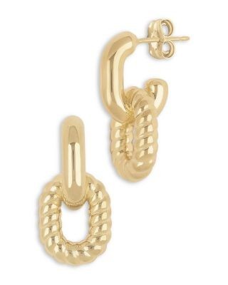 Bloomingdale's Fine Collection Polished & Twisted Double Link Drop Earrings in 14K Yellow Gold