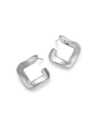 Bloomingdale's Fine Collection Twisted Square Hoop Earrings in Sterling Silver