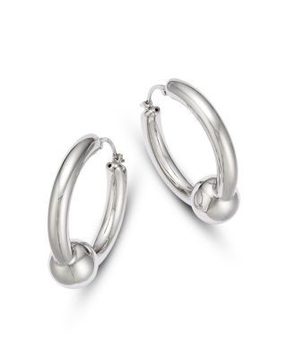 Bloomingdale's Fine Collection Large Tube Ball Hoop Earrings in Sterling Silver
