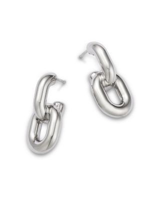 Bloomingdale's Fine Collection Polished Oval Double Link Drop Earrings in Sterling Silver