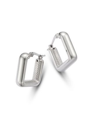 Bloomingdale's Fine Collection Polished Square Hoop Earrings in Sterling Silver