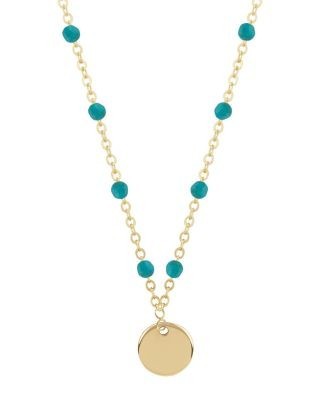 Bloomingdale's Fine Collection Turquoise Bead Disc Pendant Necklace in 14K Yellow Gold, 18