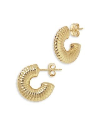 Bloomingdale's Fine Collection Ridged Small Hoop Earrings in 14K Yellow Gold