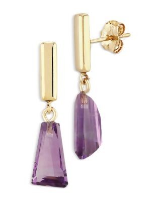 Bloomingdale's Fine Collection Amethyst Trapezoid Drop Earrings in 14K Yellow Gold