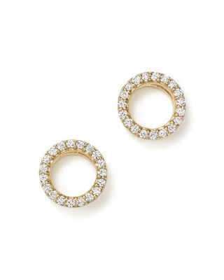 Diamond Circle Stud Earrings in 14K Yellow Gold, .20 tcw