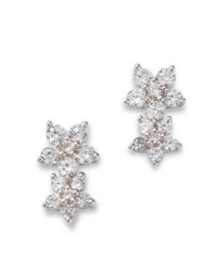 Bloomingdale's Fine Collection Diamond Double Flower Stud Earrings in 14K White Gold, 0.50 tcw