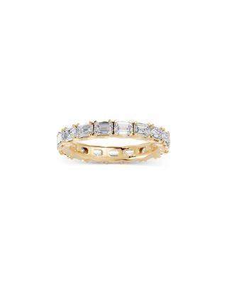 Bloomingdale's Fine Collection Diamond Emerald Cut French Pave Eternity Ring in 14K Yellow Gold, 3.0 tcw
