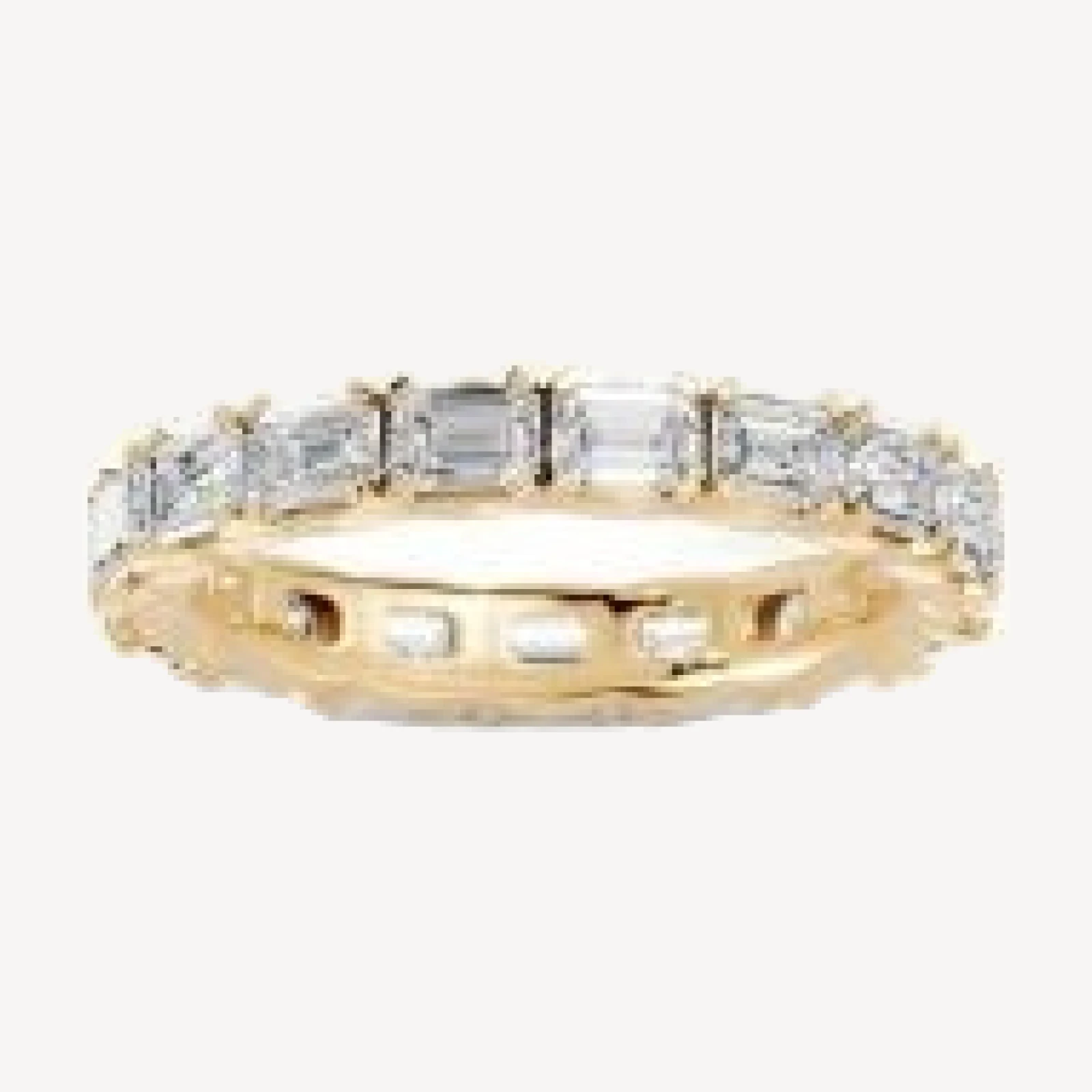 Bloomingdale's Fine Collection Diamond Emerald Cut French Pave Eternity Ring in 14K Yellow Gold, 3.0 tcw