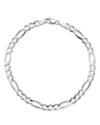 Bloomingdale's Fine Collection Men's Figaro Link Chain Bracelet in 14K White Gold
