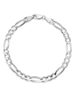 Bloomingdale's Fine Collection Men's Figaro Link Chain Bracelet in 14K White Gold