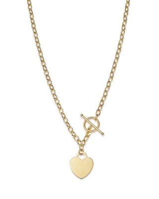 Bloomingdale's Fine Collection Polished Heart Toggle Necklace in 14K Yellow Gold, 17