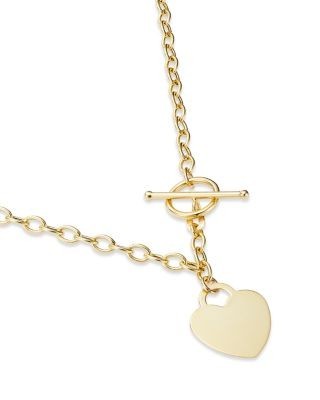 Bloomingdale's Fine Collection Polished Heart Toggle Necklace in 14K Yellow Gold, 17