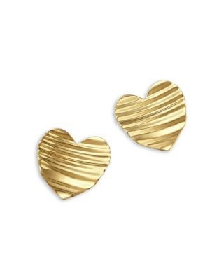 Bloomingdale's Fine Collection Blm Gold Ribbed Heart Stud Earrings in 14K Yellow Gold