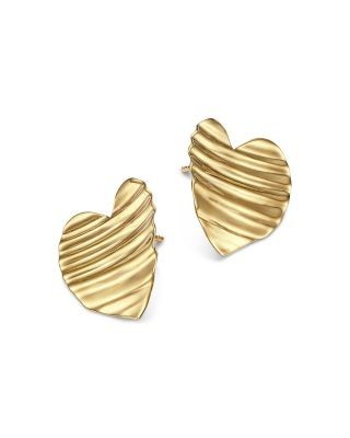 Bloomingdale's Fine Collection Blm Gold Ribbed Heart Stud Earrings in 14K Yellow Gold