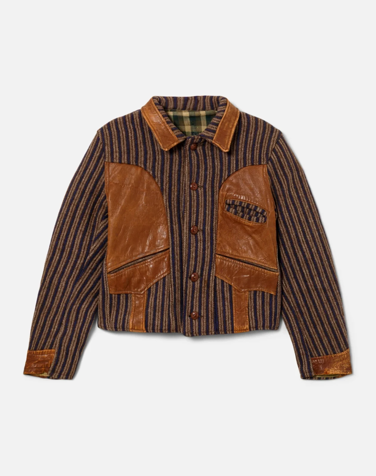 RE/DONE Vintage | 40s Striped Wool and Leather Jacket