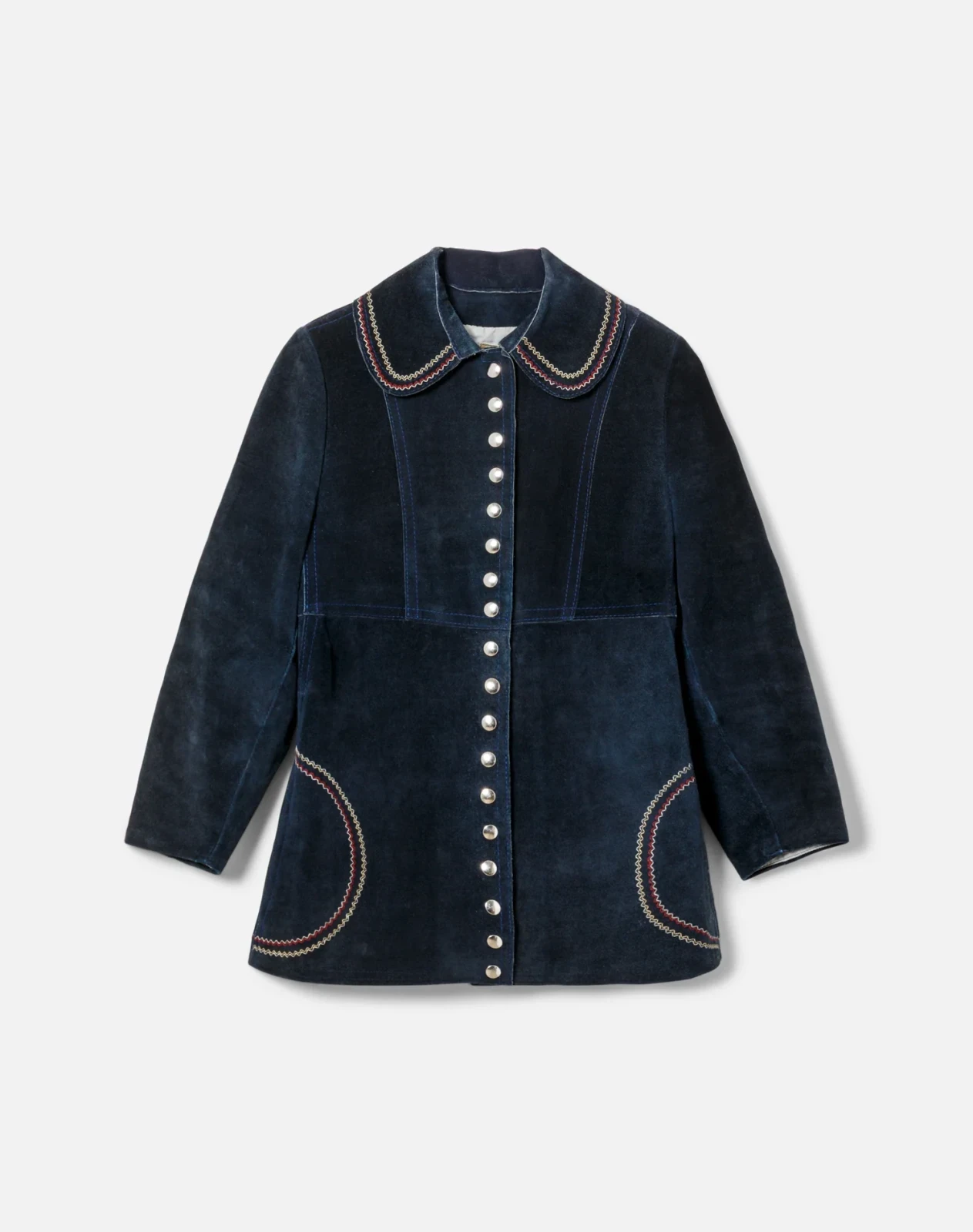 RE/DONE Vintage | 60s Blue Suede Embroidered Jacket