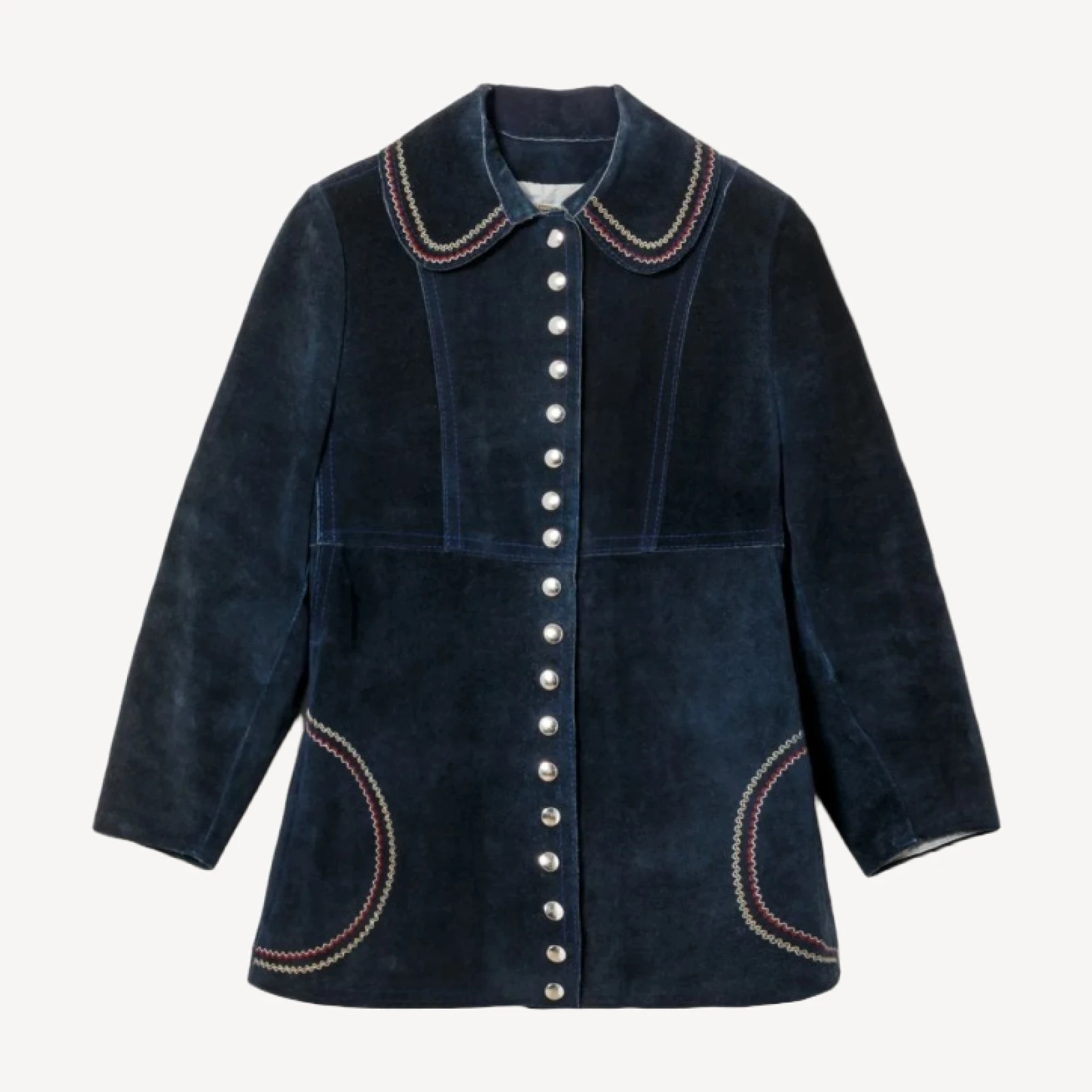 RE/DONE Vintage | 60s Blue Suede Embroidered Jacket