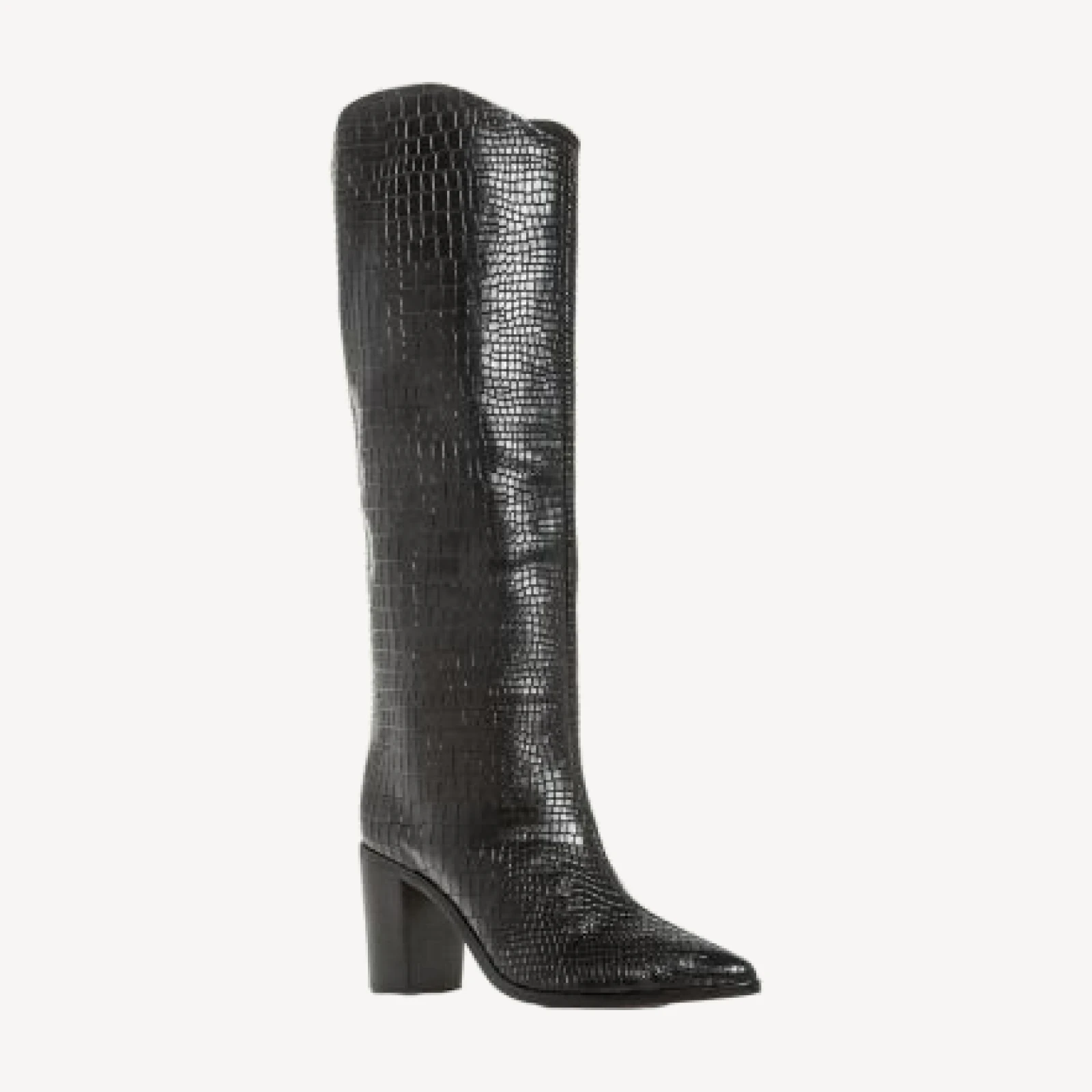 Schutz Women's Maryana Croc-Embossed Block Heel Pointed-Toe Tall Boots