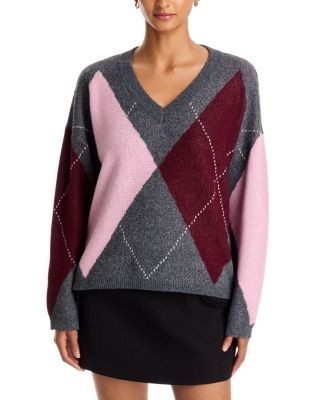 Aqua Argyle V Neck Sweater - Exclusive