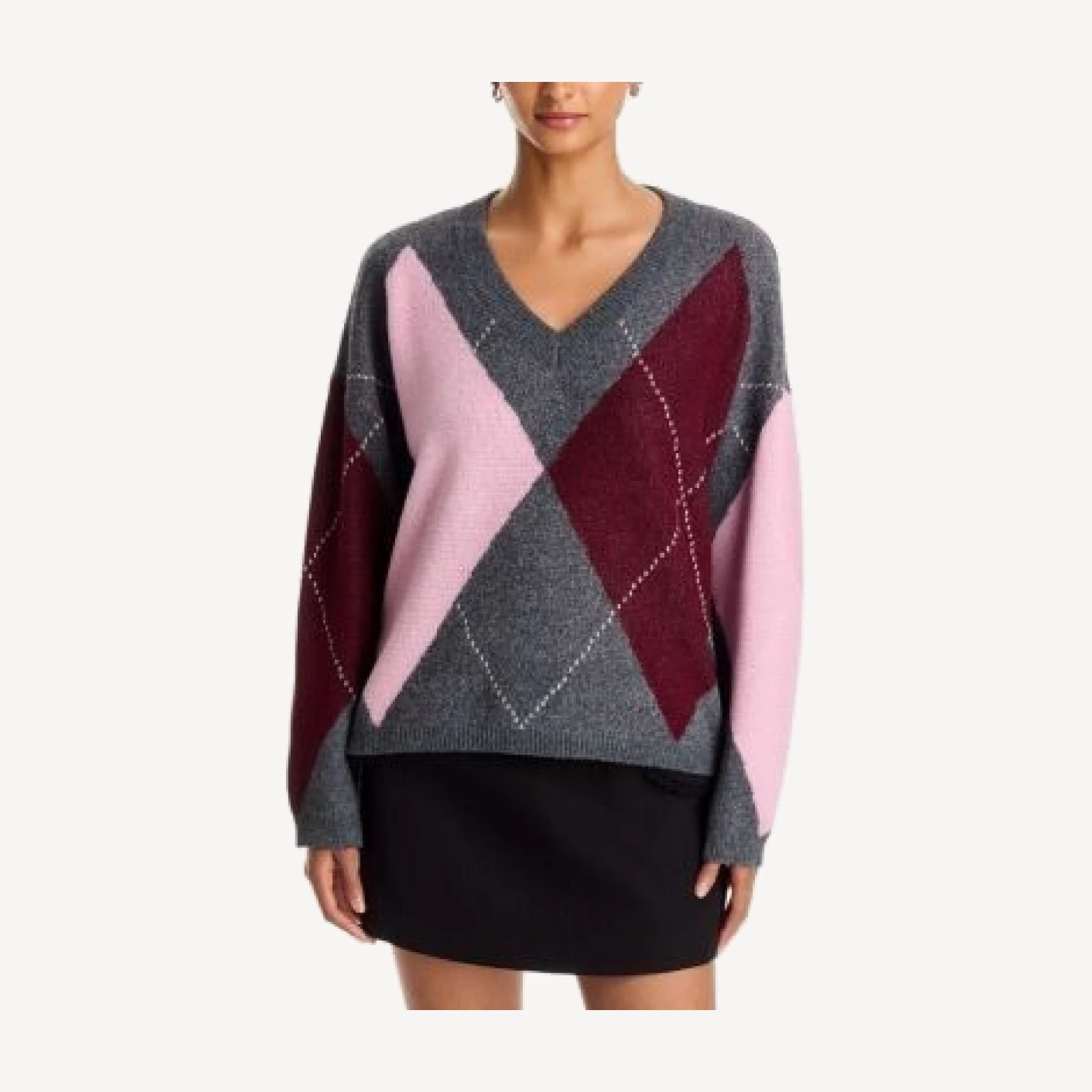 Aqua Argyle V Neck Sweater - Exclusive