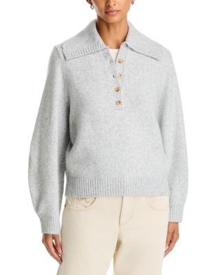 Aqua Scalloped Collar Henley Sweater - Exclusive