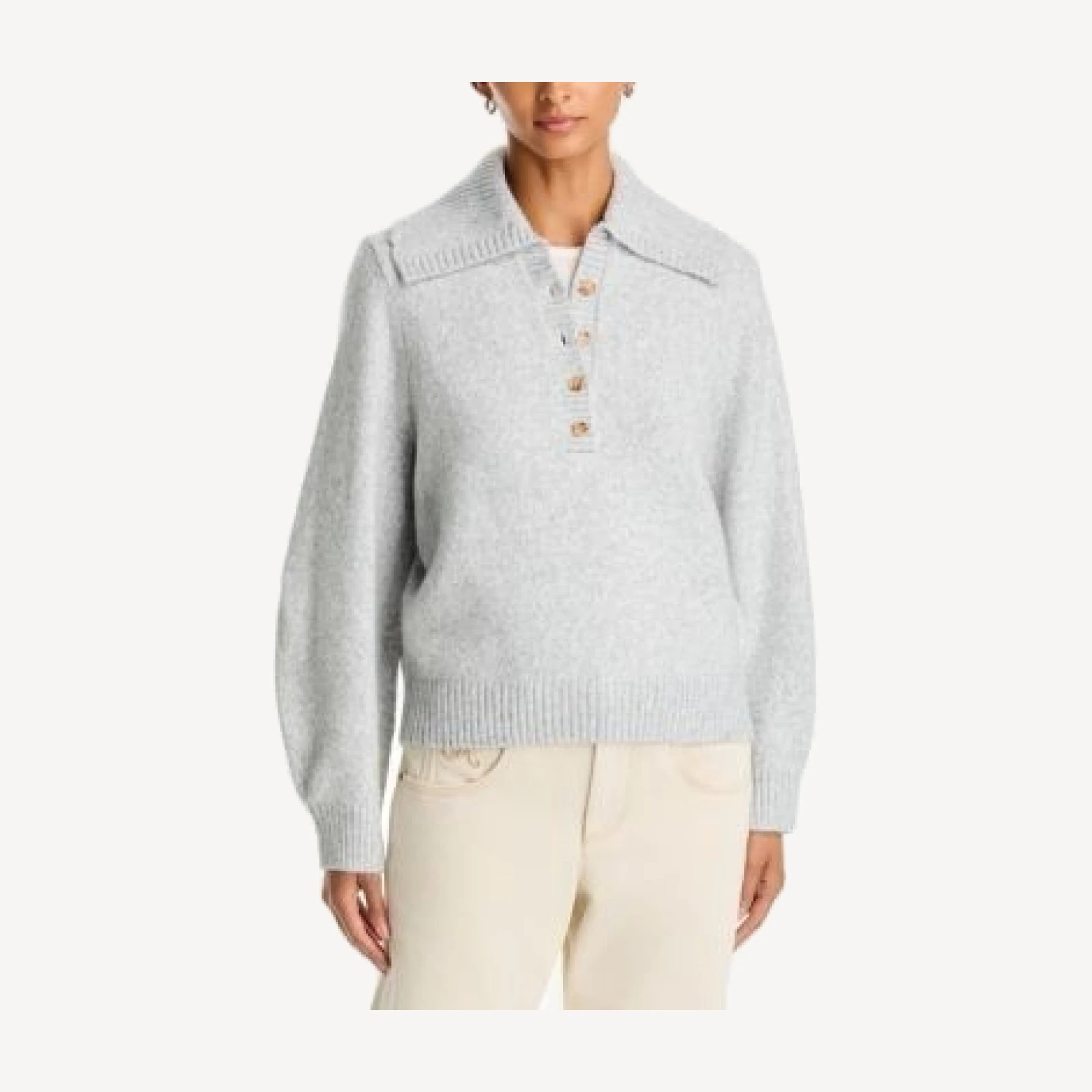 Aqua Scalloped Collar Henley Sweater - Exclusive