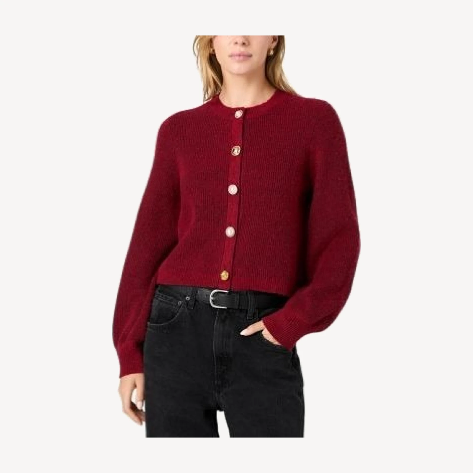French Connection Koda Crewneck Knit Cardigan Sweater
