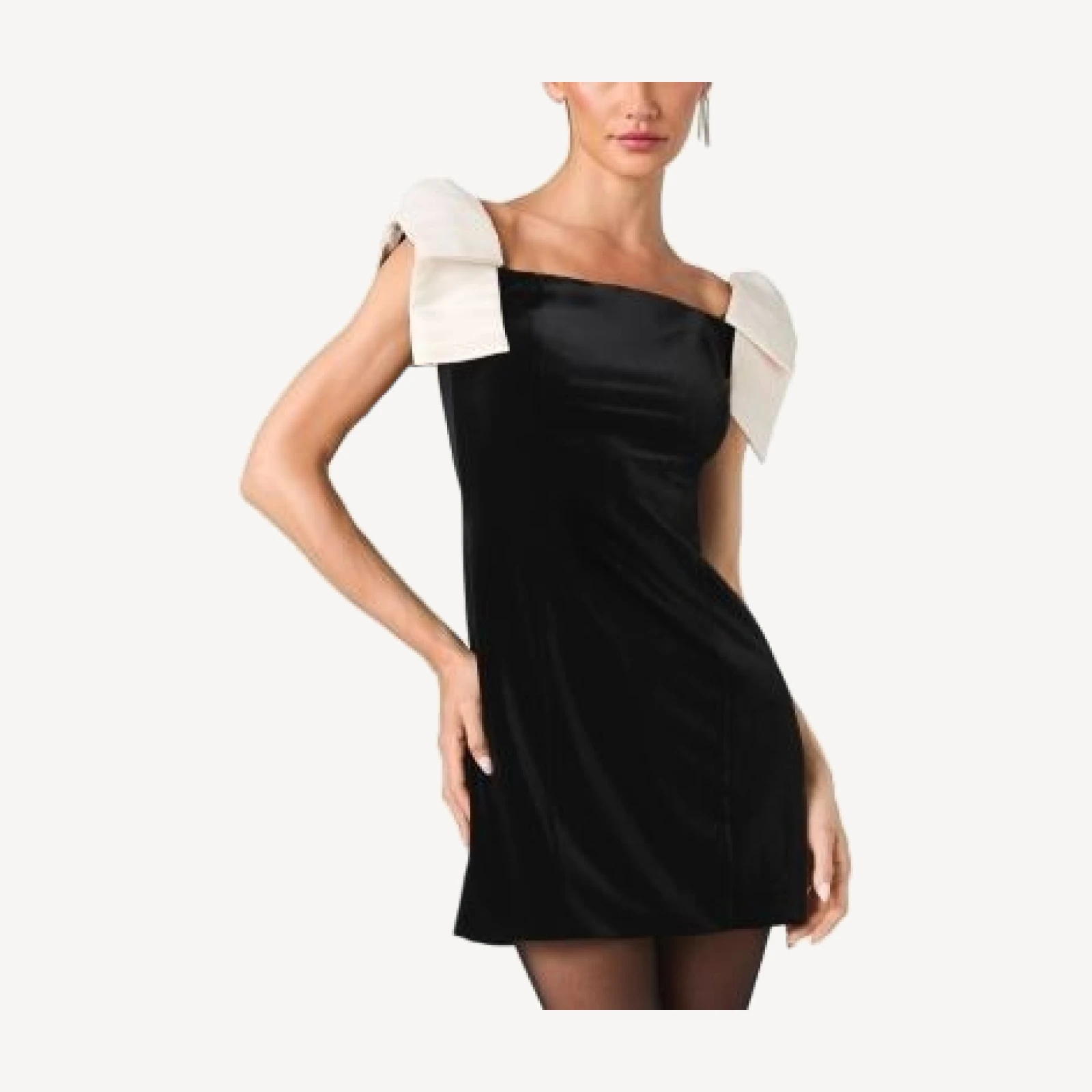 French Connection Carey Velvet Bow Shoulder Mini Dress