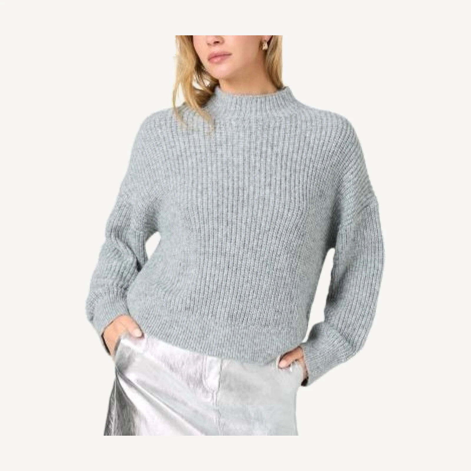 French Connection Elodie Metallic Mock Neck Sweater