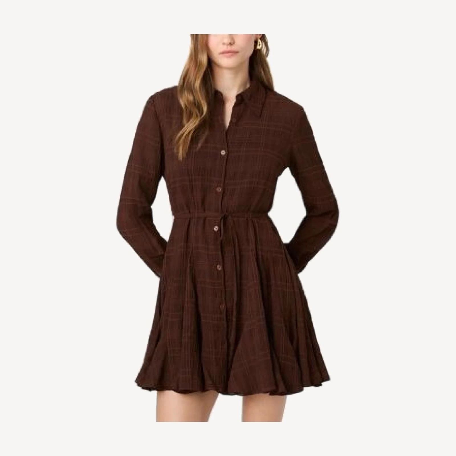 French Connection Chiffon Textured Tie Waist Dress