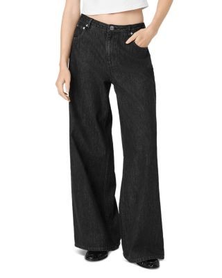 French Connection Elton Denim High Rise Wide Leg Jeans in Black
