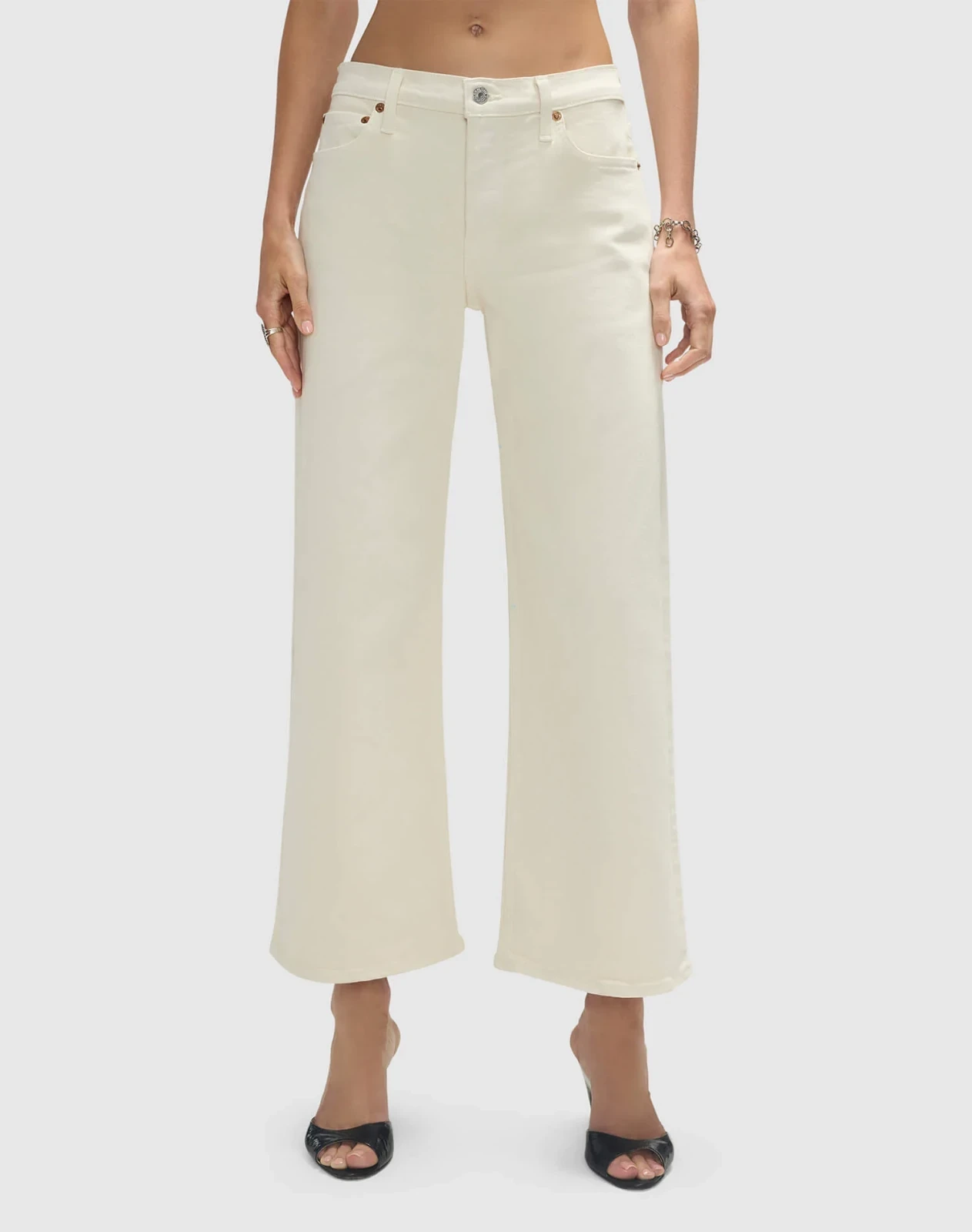 Comfort Stretch Mid Rise Wide Leg Crop
