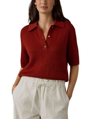 Faherty Miramar Linen Cotton Short Sleeve Polo Top