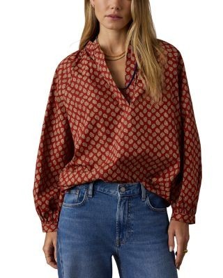 Faherty Coastal Poplin Eleanor Top