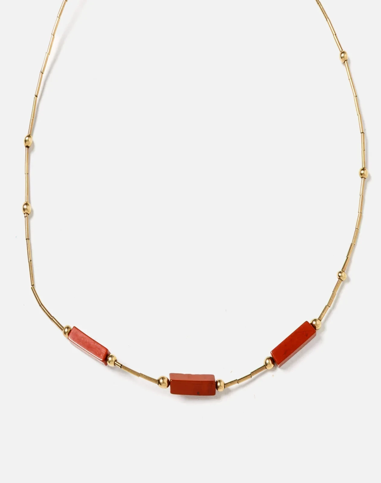 RE/DONE Vintage | 70s Gold Plated and Jasper Bead Choker Necklace | Vintage Necklaces