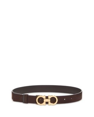 Ferragamo Women's Double Gancini Leather & Suede Reversible Belt